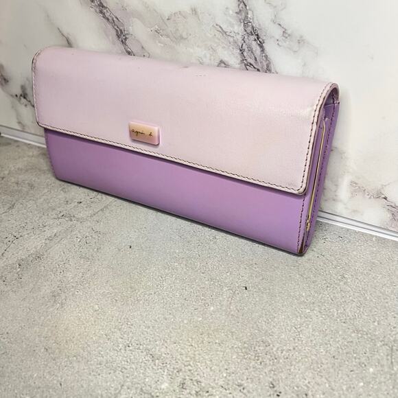 Agnes b. Lavender & Lilac Leather Long Wallet with Authenticity Card - Picture 4 of 14